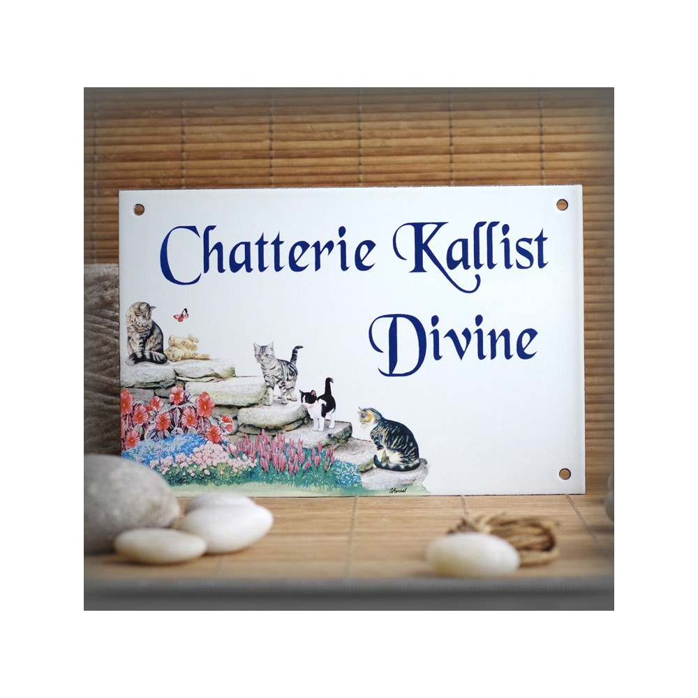 Home Plate enamelled Cats decoration