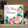 Plaque maison émaillée décor Roses Art nouveau. Police great vibes