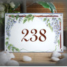House number sign enamelled Glycines decoration