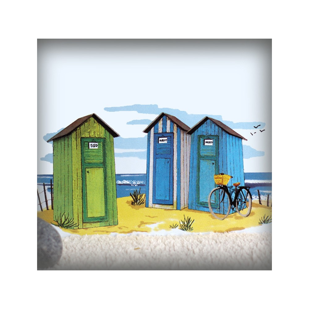 Plaque maison émaillée décor Cabine de plage ZOOM