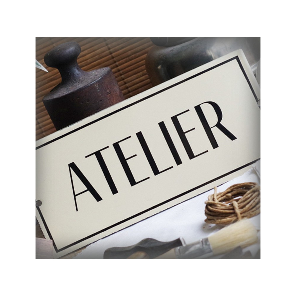 Plaque émaillée ivoire "ATELIER" zoom
