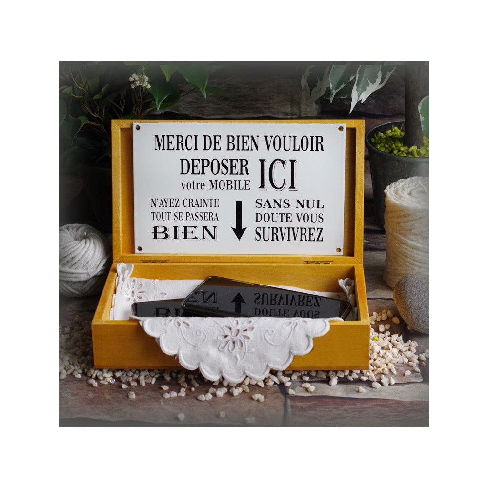 Plaque émaillée "déposer ici votre mobile"