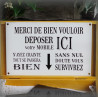 Plaque émaillée "déposer ici votre mobile" zoom