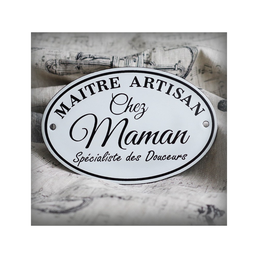 Votre Plaque Ovale funéraire personnalisée émaillée blanc
