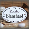 White enamel oval plate with your Last Name