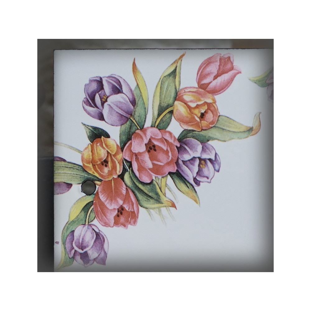 Numéro de rue émaillé : décor Tulipes, 15x10cm