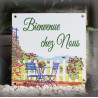 Plaque maison émaillée Bienvenue décor Jardin