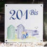 Numéro de rue émaillé décor 2 Cabines