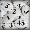 Numéro ovale bombé 4x3cm émail blanc pour la customisation des meubles