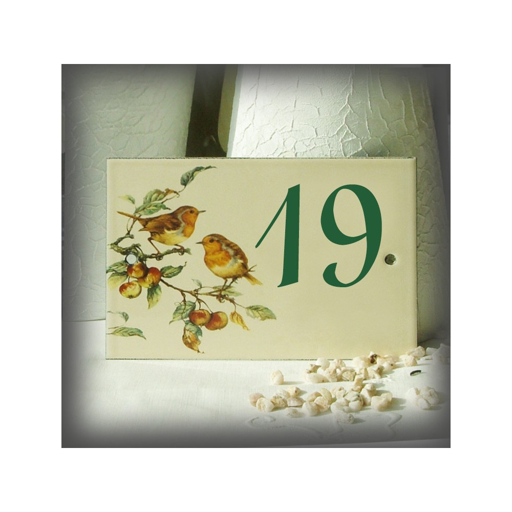 Ivory Enamelled street number robin decor
