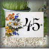 Enamelled street number : meadow's flowers decor