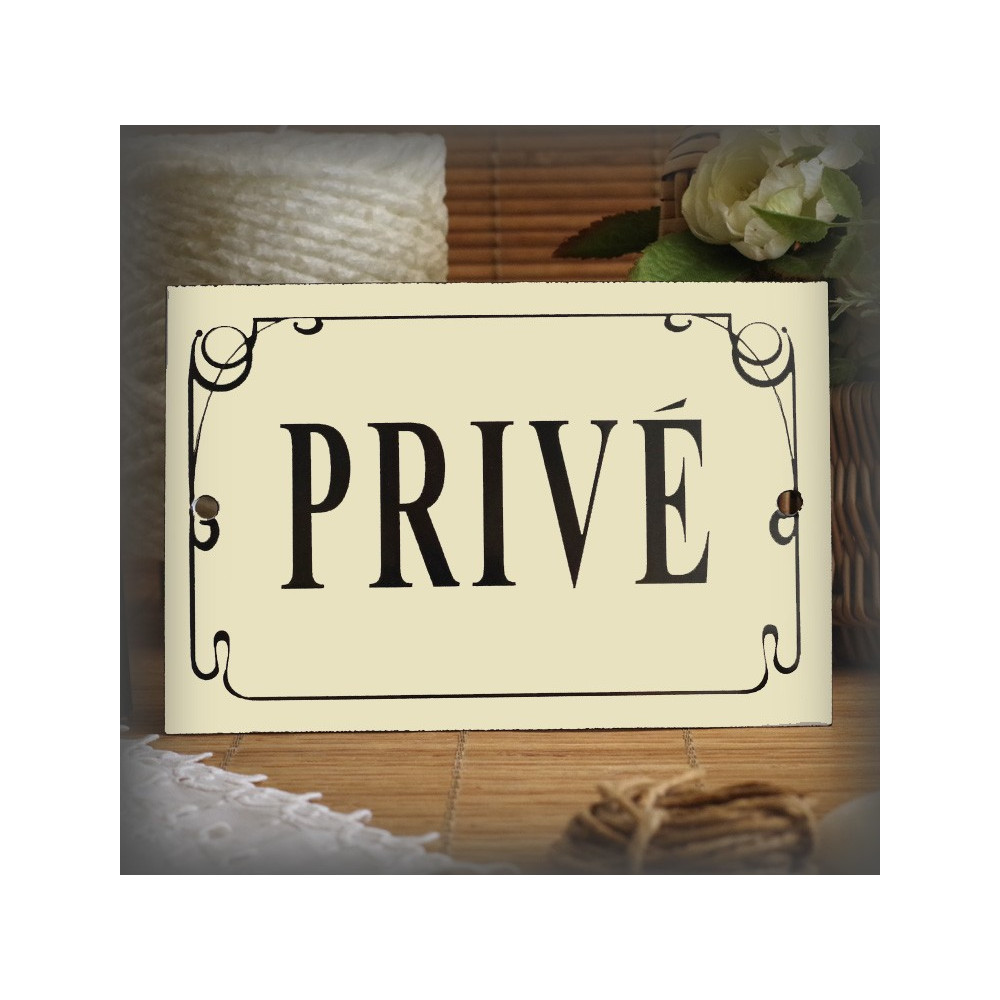 Plaque émaillée "Privé" filet anglais 15x10cm