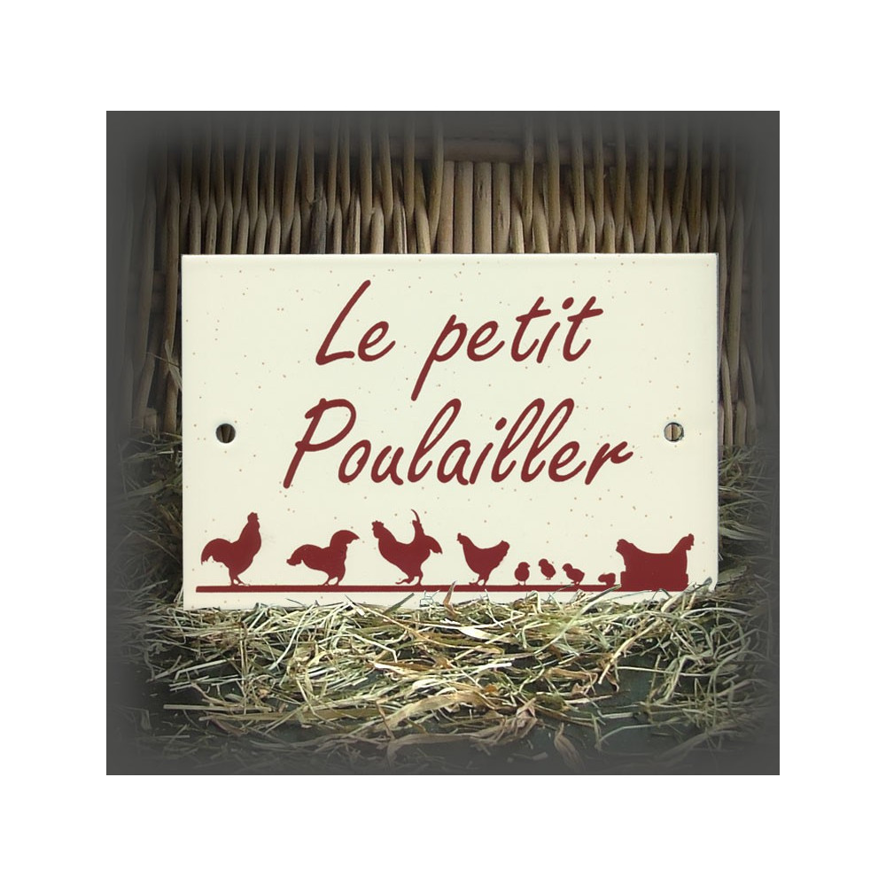 Plaque émaillée grès  "Le Petit Poulailler" 15x10cm