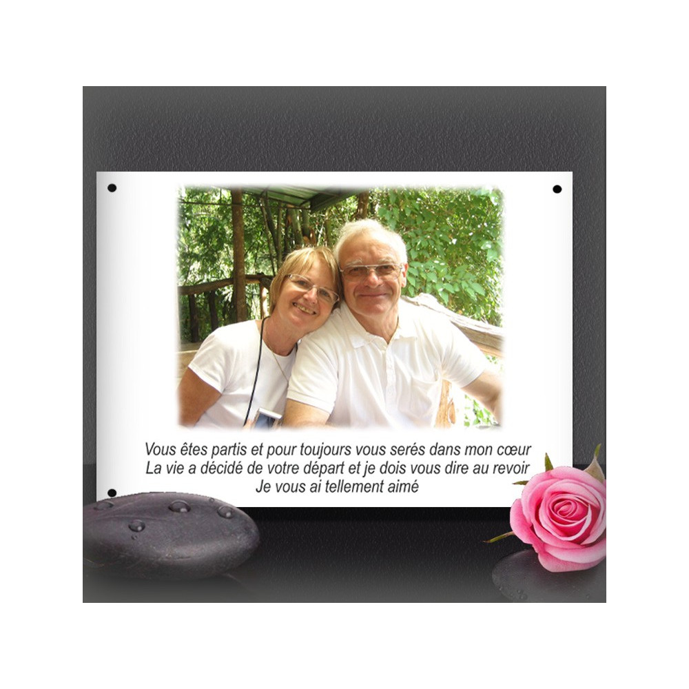 Enameled funeral plate 11,4x8in + your model