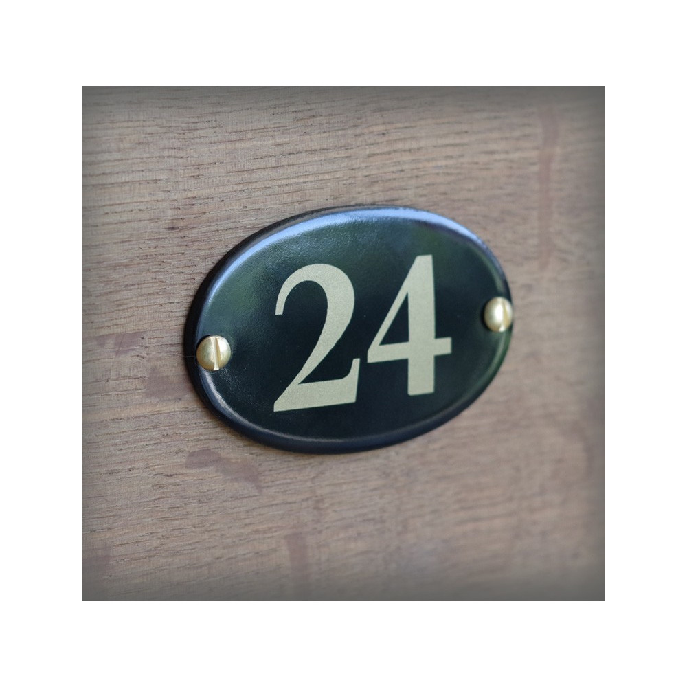 Enamel oval incurved number in the old 2,8x1,6 inche4