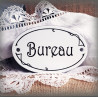 Plaque ovale de porte texte noir sur émail blanc : Bureau