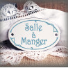 Plaque ovale de porte émaillées blanc texte gris : Salle à Manger