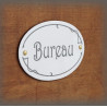 Plaque ovale de porte émaillées blanc texte gris bureau avec vis laiton