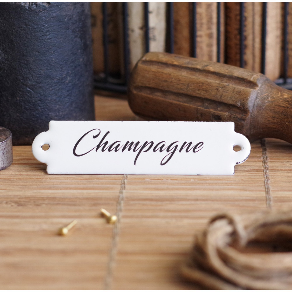 Petite étiquettes "dorante" en émail blanc : Champagne