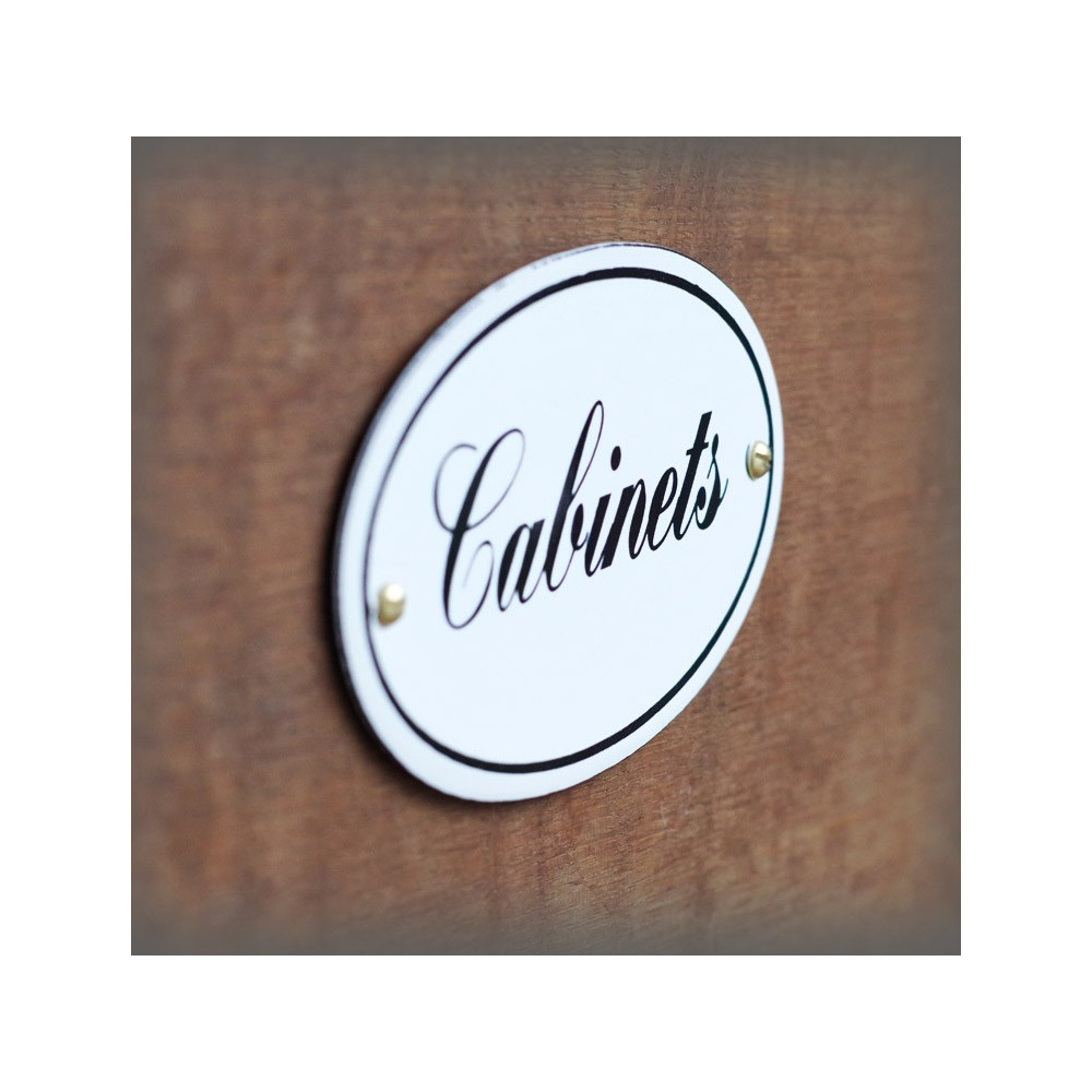 Plaque ovale émaillée Cabinets avec fixation