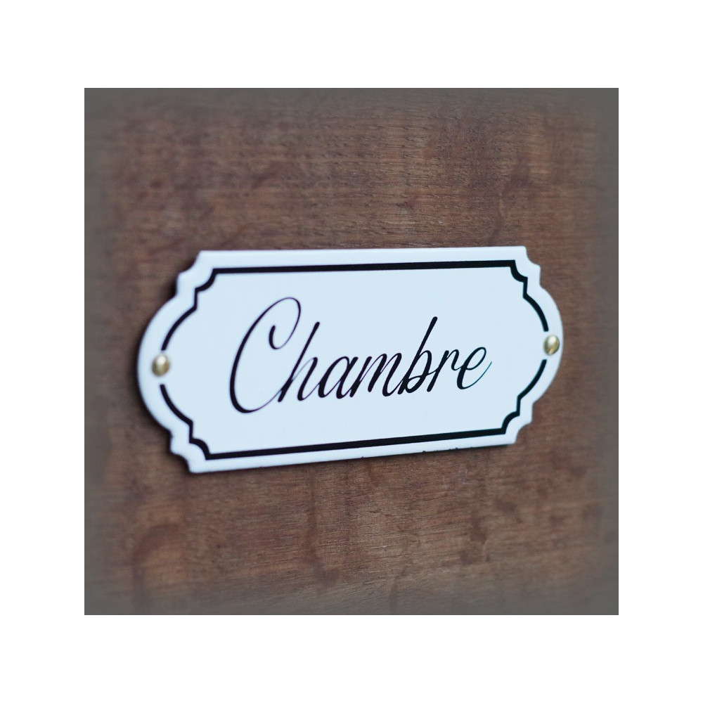 Plaque de porte émaillée "Mercedes" fixée avec vis laiton