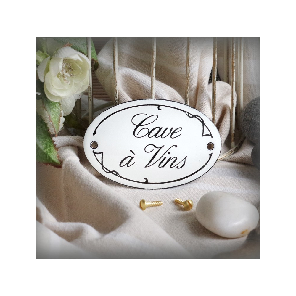 Petites Plaques de porte émaillées "Ariane" : Cave à Vins