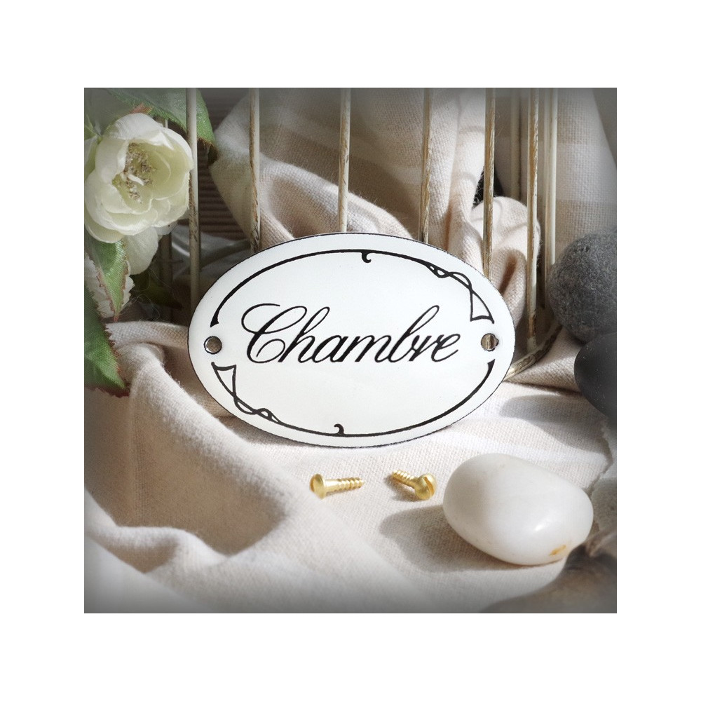 Small Vintage French Enamel sign "Ariane" text : Chambre