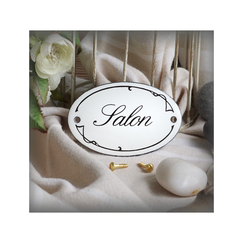 Small Vintage French Enamel sign "Ariane" text : Salon