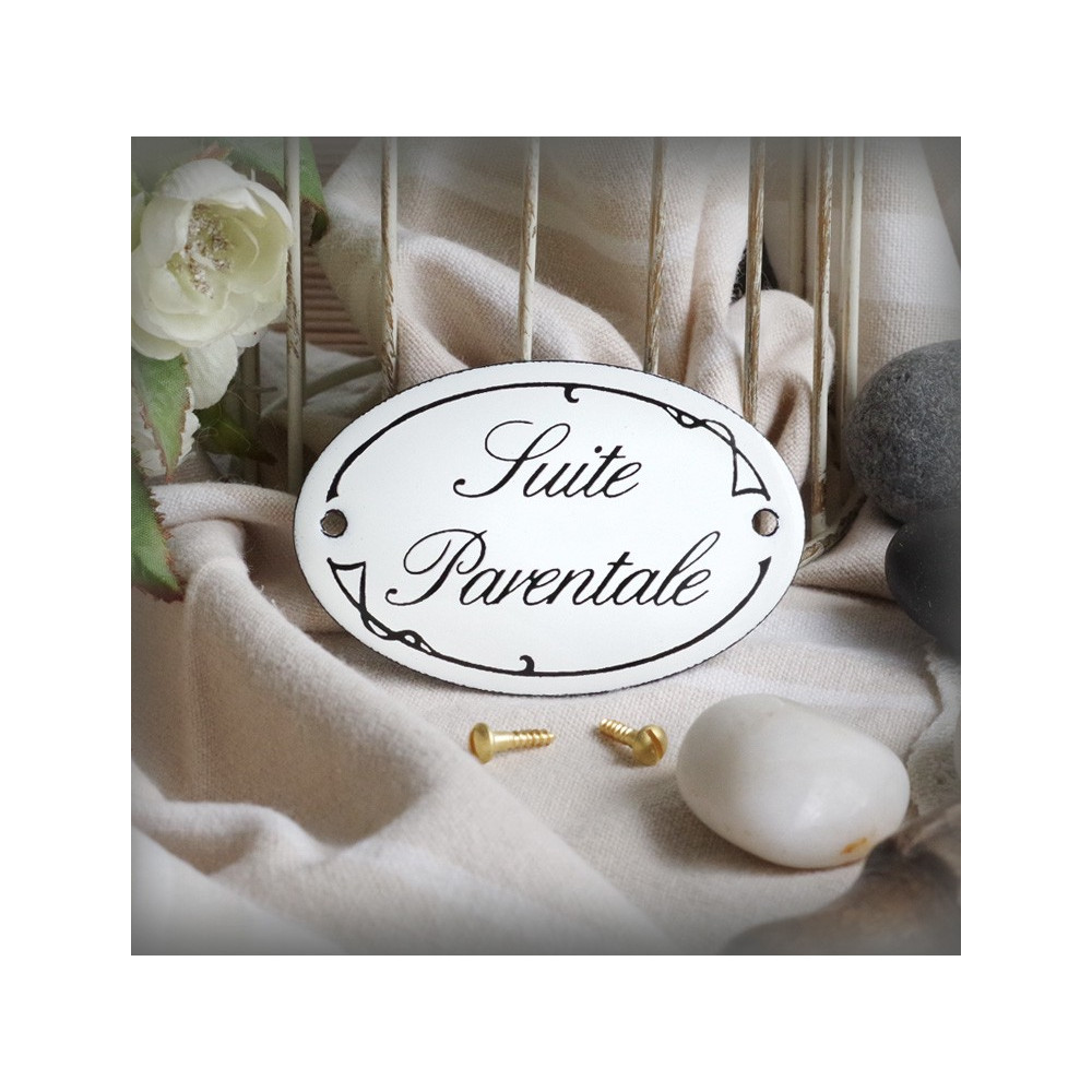 Petites Plaques de porte émaillées "Ariane" : Suite parentale