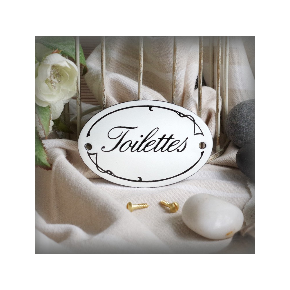 Petites Plaques de porte émaillées "Ariane" : Toilettes