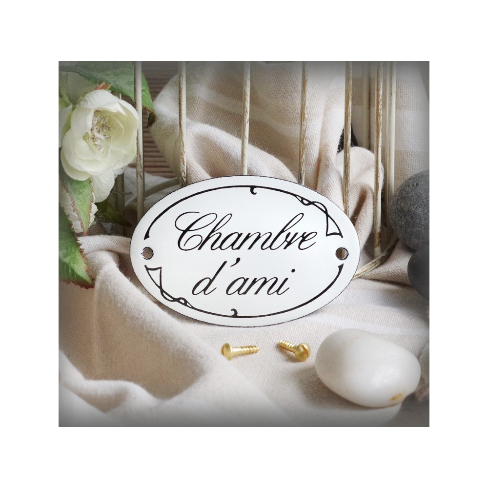 Petites Plaques de porte émaillées "Ariane" : Chambre d'ami