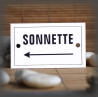 Plaque émaillée 10x6cm "Sonnette + flèche gauche"