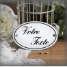 Plaque ovale émail blanc filet simple personnalisée avec votre texte