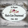 Personalized funeral white enamelled sign with roses