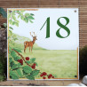 Numéro de rue émaillé décor Cerf 15x15cm