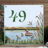 Numéro de rue émaillé décor Canards 15x15cm