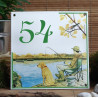 Numéro de rue émaillé décor Pécheur et son chien 15x15cm