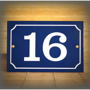 Blue enamel sign white number 1 to 100 - 6x4 inches