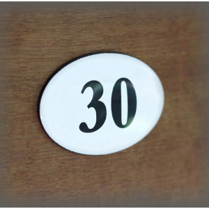 Numéro ovale bombée en émail à l'ancienne 7x4cm