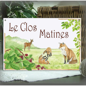 Enamel house plate Fox décor with your text customized