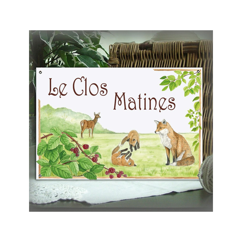 Plaque de Maison décor Renards avec votre texte personnalisé