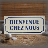 Plaque émaillée vintage "Bienvenue chez nous"