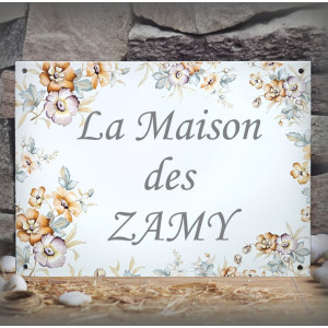 Enamel house sign, Eglantine décor with your text customized