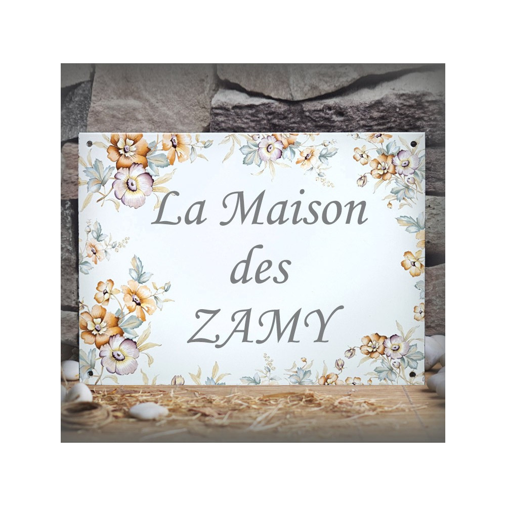 Enamel house sign, Eglantine décor with your text customized