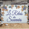 Plaque de Maison décor Grappe de raisins en émail avec votre texte personnalisé