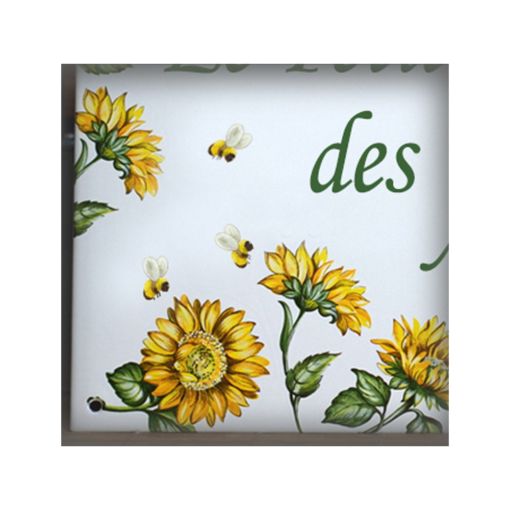 Home plate in enamel sunflower decor