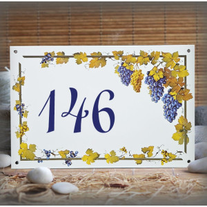 Numéro de maison émaillée décor Vignes