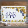 House number sign enamelled Vines decoration