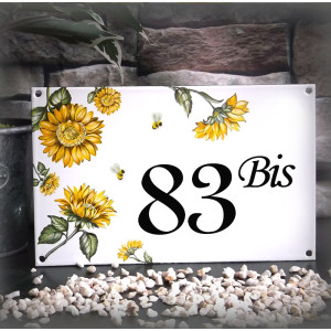 Numéro de maison émaillée décor Tournesols