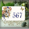 Numéro de maison émaillée décor Fleurs des prés